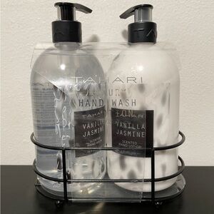 Tahari Hand Wash & Lotion Set NEW SEALED Vanilla Jasmine w/ Metal Caddy 16 oz Ea